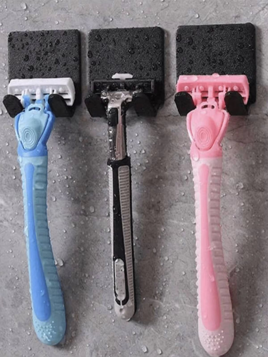 2/4/6/8-Piece No-Drill Razor Storage Racks, Clothing And Bag Hooks, Multifunctional Wall-Mounted Razor Holder! Plastic Razor Wall Hooks, Universal Hooks, Can Neatly Store Toothbrushes, Brushes, Even Chargers. No Nails Needed For Installation.